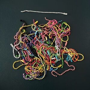 75 Keychains Colorful Craft Supplies Handy Ball Bead Chains Connectors 12cm